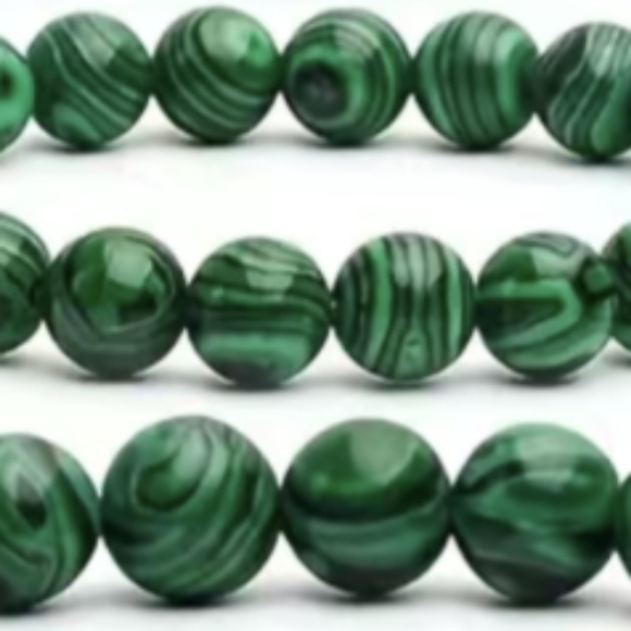 💚Energy Balance UNISEX Chrysocolla Malachite Green Gemstone Bracelet NWT - Picture 3 of 5